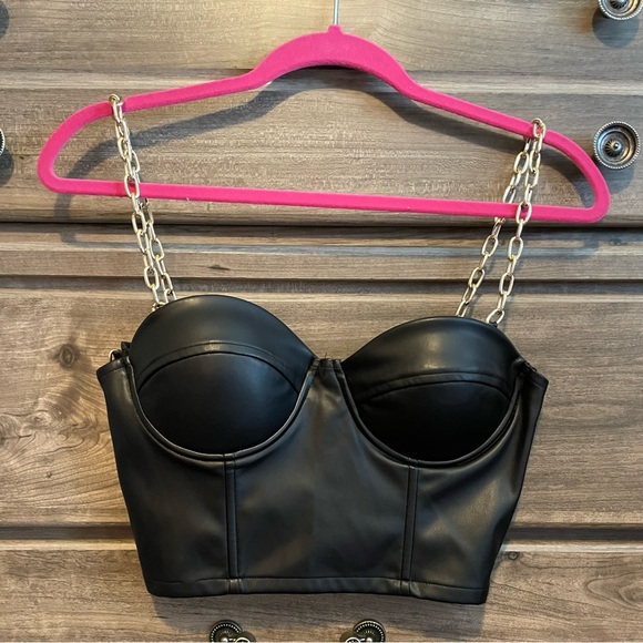 NWT LA Faux Leather Bustier size medium - Picture 1 of 8